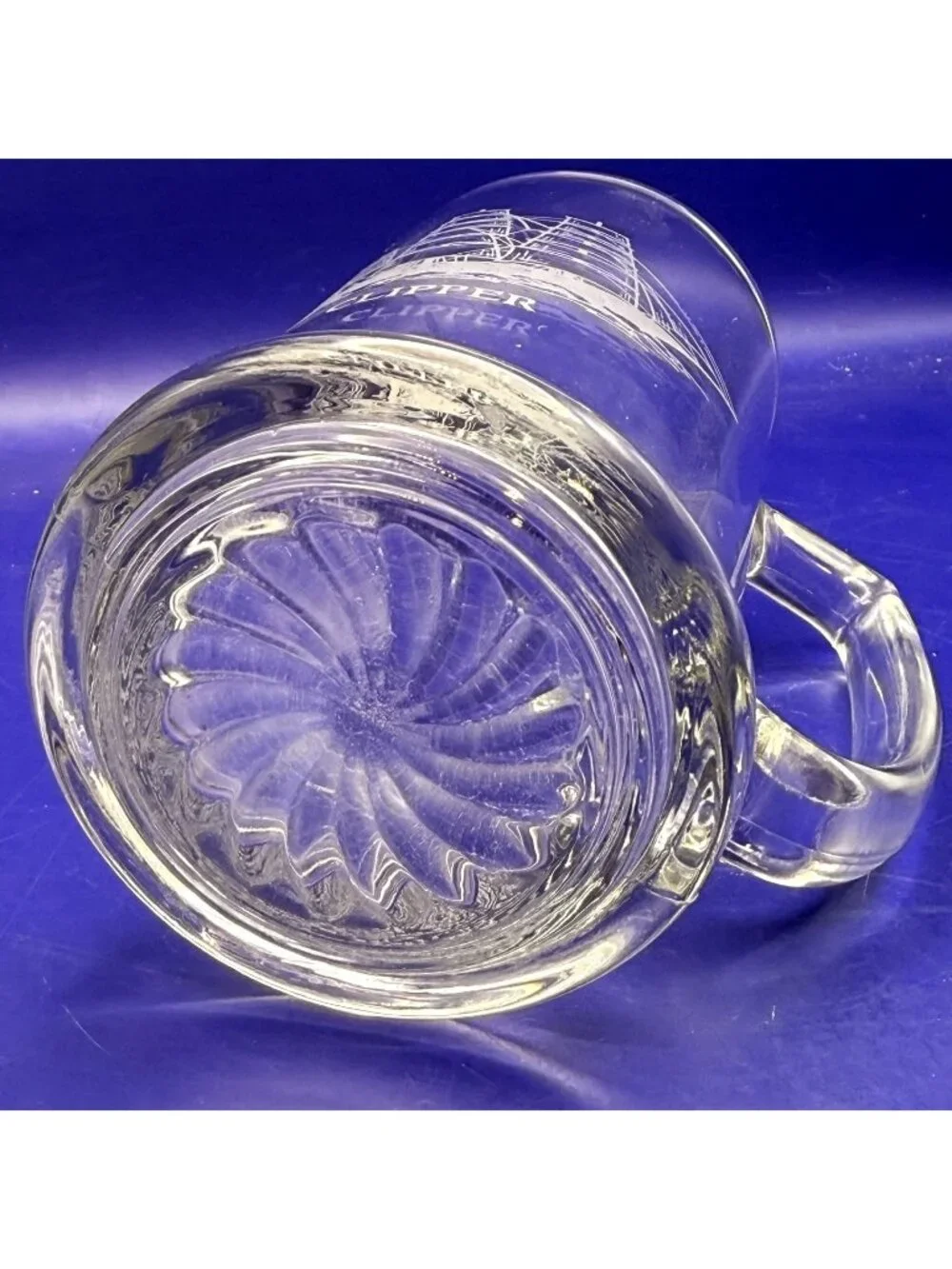 Vintage Clipper Sailing Ship Glass Beer Stein Tankard Mug Nautical History 5.5
